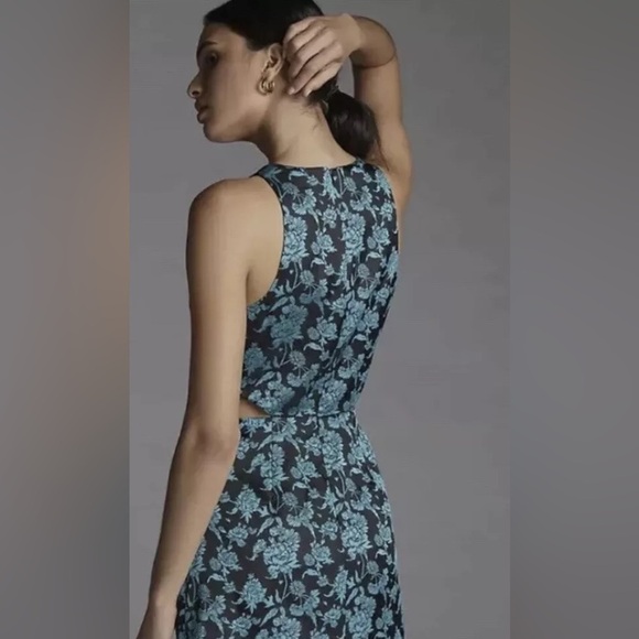 Anthropologie Hutch Floral Jacquard Cut-Out Mini Dress Size 14 - Picture 2 of 12
